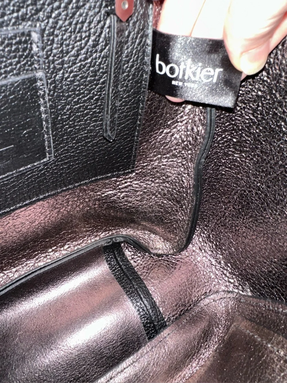 Botkier Tote‎ Bag Black Pebbled Leather Minimalist Shoulder Bag New York